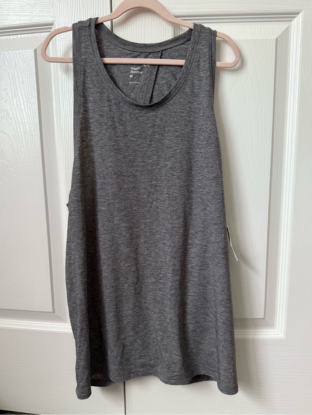 New w Tags GapFit Breathe Open Back Tank Top - Heather Grey - Med